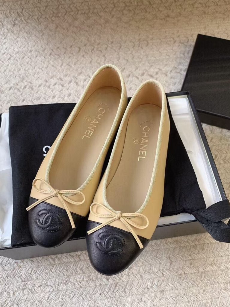 Chanel Twotone Bow Ballet Flats